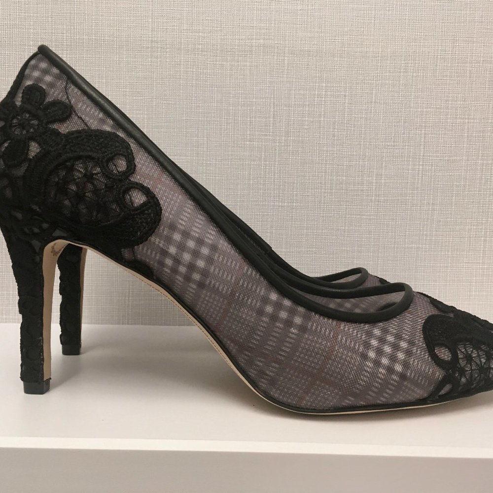 NWOT Karl Lagerfeld Black Mesh & Lace Heels Size 8